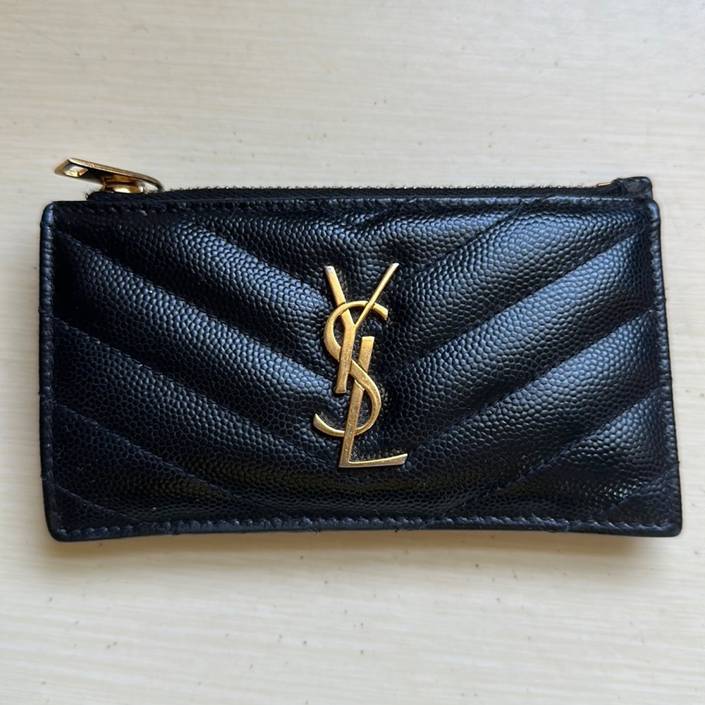 YSL- Zipper/ Cardholder Wallet Black